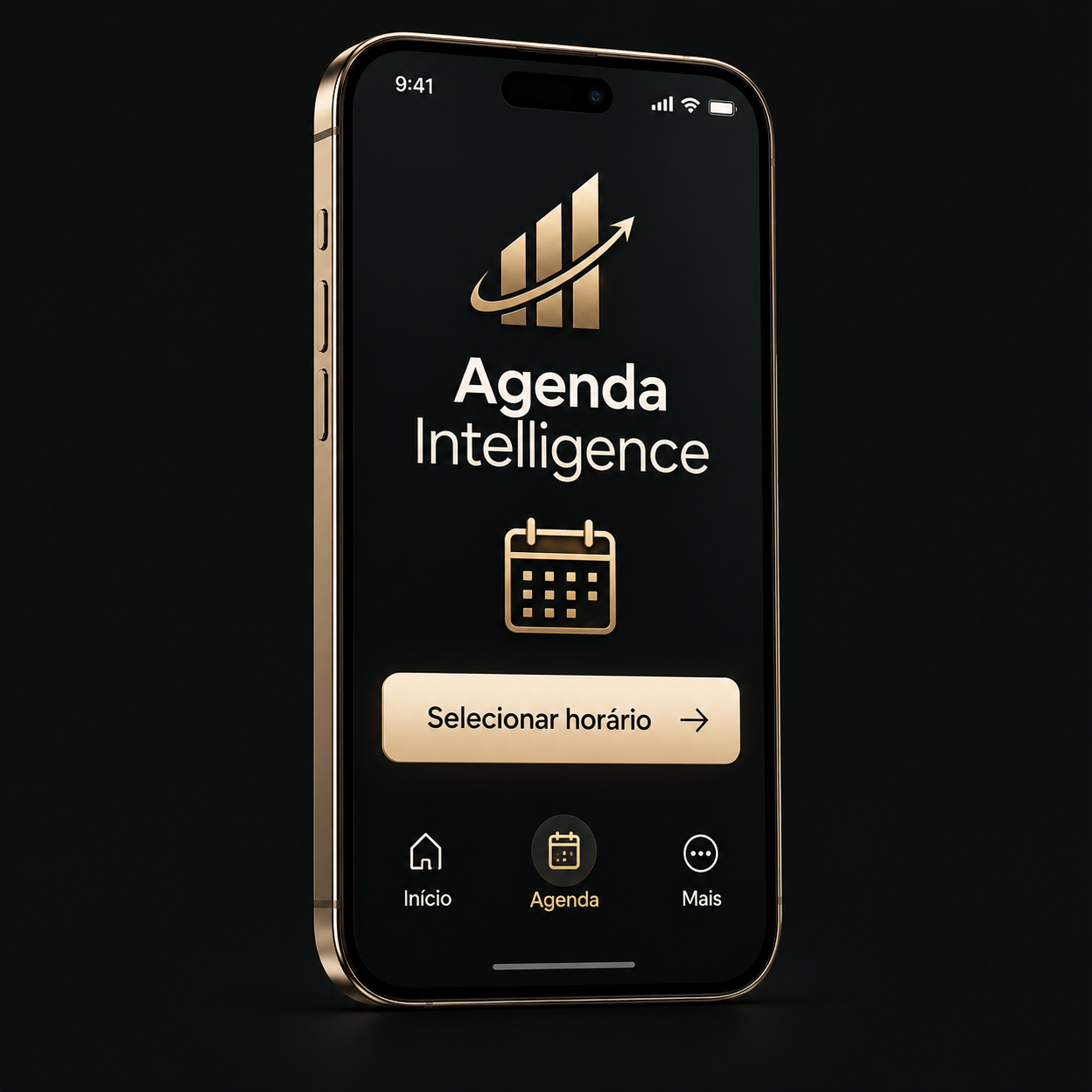 Prévia ilustrativa da Minha Agenda Intelligence em um celular